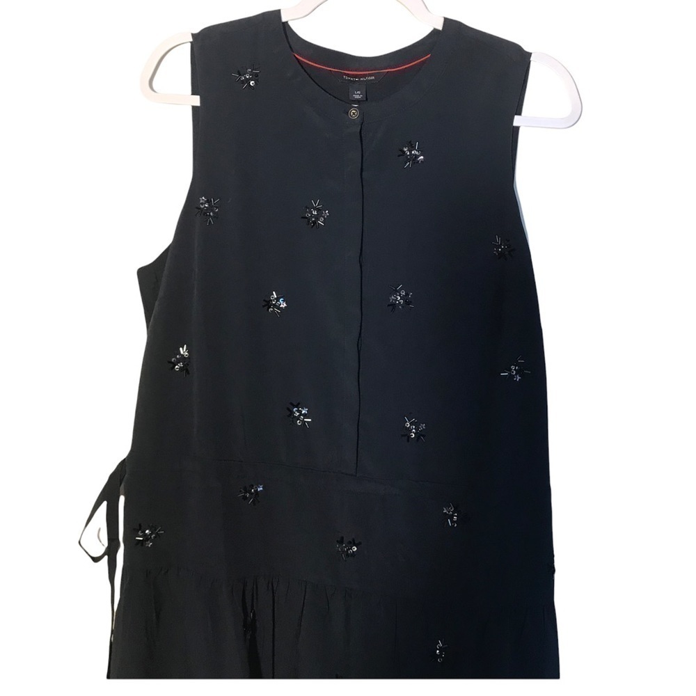 Tommy Hilfiger New with tags Navy blue beaded dress size Large - Picture 3 of 10